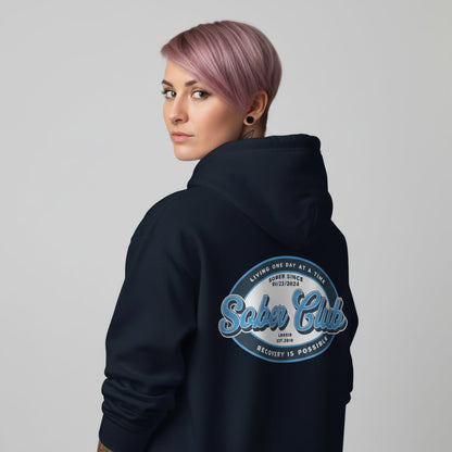 Sober Club Badge Recovery Hoodie back view (view 27)