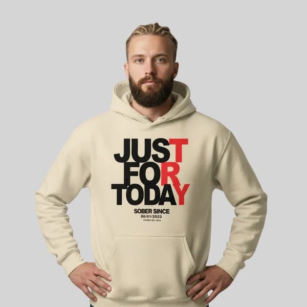 Just For Today Custom Sobriety Date Recovery Hoodie side view (view 36)