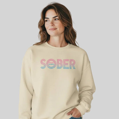 Retro Sobriety Date Sweatshirt Personalized Sober Date Recovery Hoodie flat lay styled image (view 33)