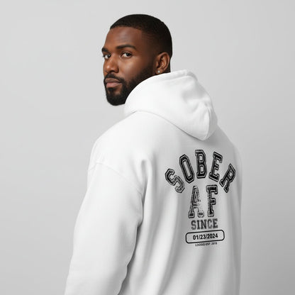 Sober AF Since Recovery Hoodie close-up view (view 22)