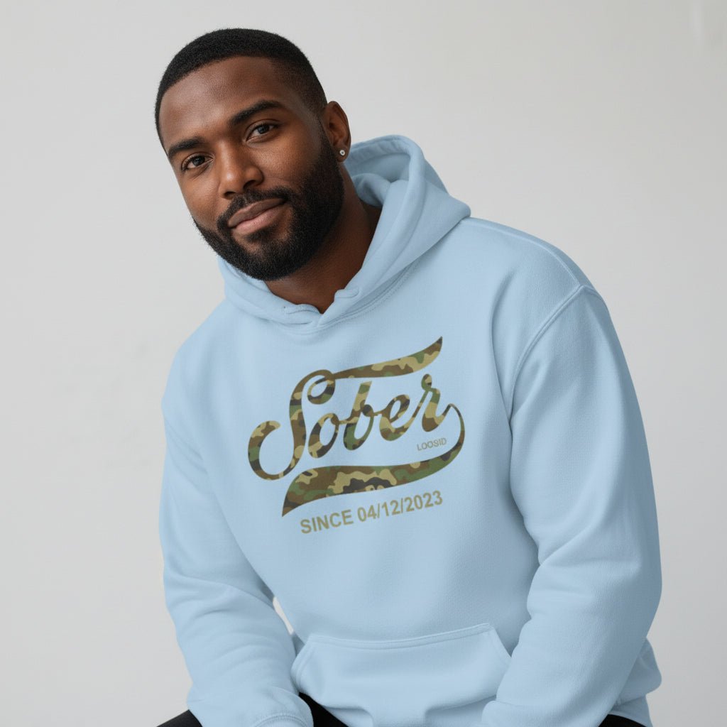 Sober Since Camo Recovery Hoodie graphic detail (view 34)