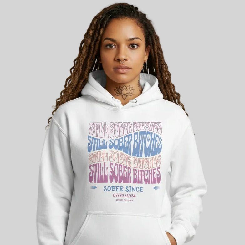 Still Sober B Custom Sobriety Date Recovery Hoodie product photo (view 10)