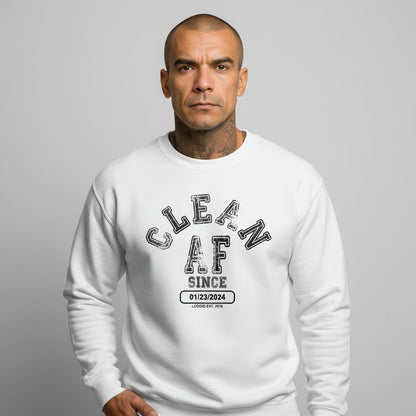Clean AF Since Sobriety Recovery Hoodie close-up view (view 32)