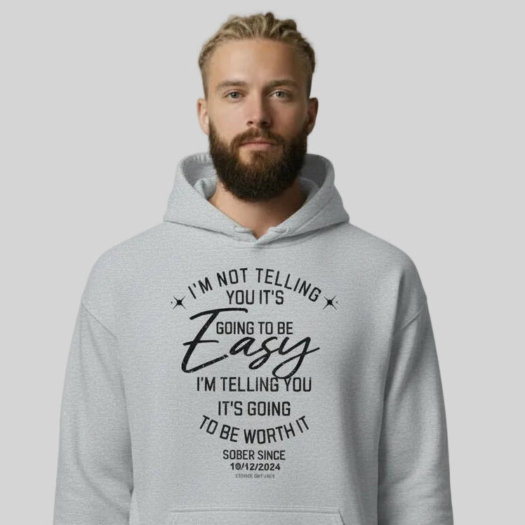 I'm Not Telling Custom Sobriety Date Recovery Hoodie lifestyle view (view 25)