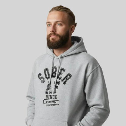Sober AF Since Recovery Hoodie lifestyle view (view 35)