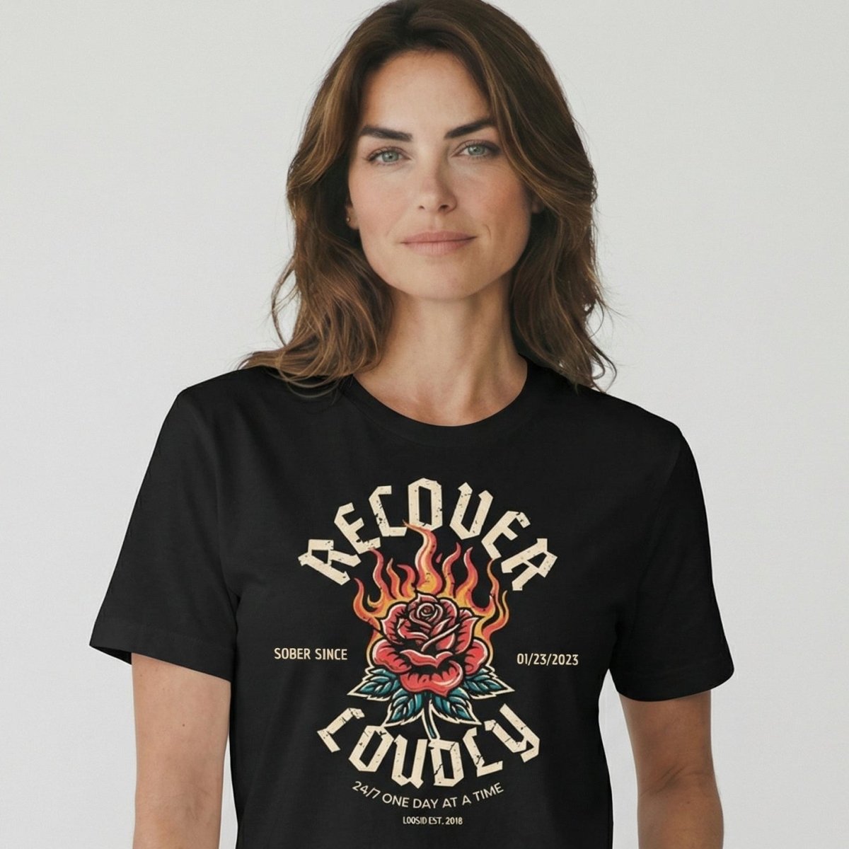 Recover Loudly Sober T Shirt lifestyle view (view 5)