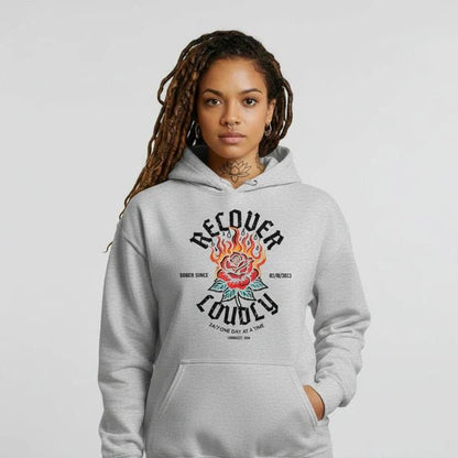 Recover Loudly Custom Sobriety Date Recovery Hoodie featuring the design (view 11)
