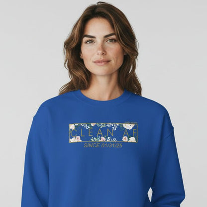 Clean AF Since Date Sobriety Recovery Hoodie flat lay styled image (view 13)