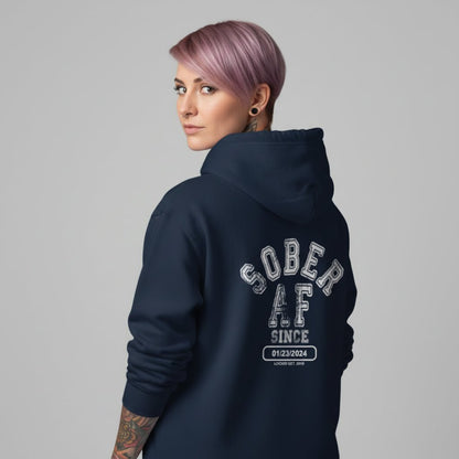 Sober AF Since Zip Recovery Hoodie featuring the design (view 11)