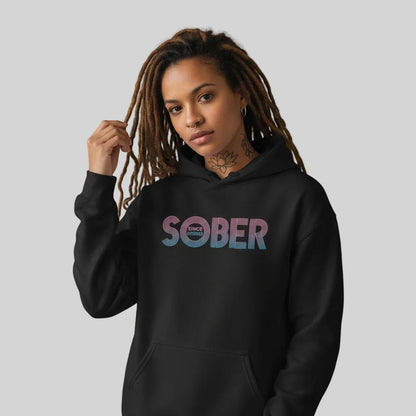 Retro Sobriety Date Recovery Hoodie lifestyle view (view 5)