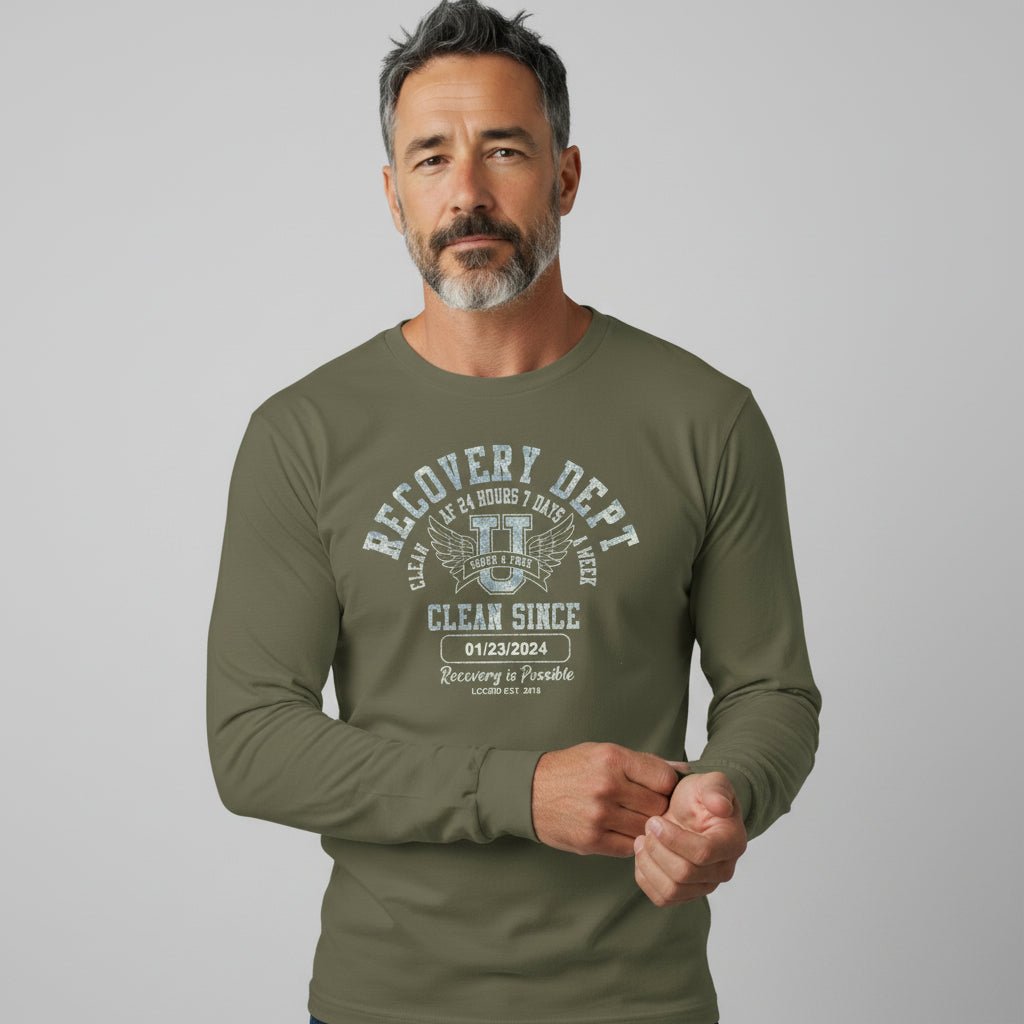 Recovery Dept Clean AF 24 7 Long Sleeve Sober T Shirt packaging detail (view 18)