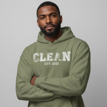 Clean Est. Hoodie w Personalized Recovery Year Recovery Hoodie lifestyle view (view 15)