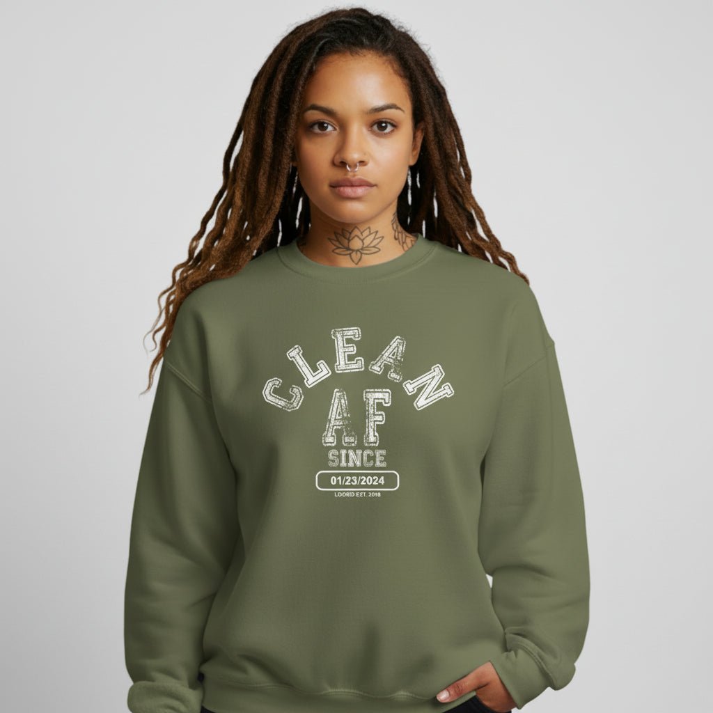Clean AF Since Sobriety Recovery Hoodie back view (view 17)