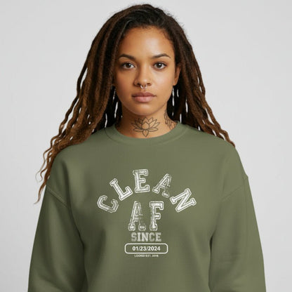 Clean AF Since Sobriety Recovery Hoodie side view (view 16)