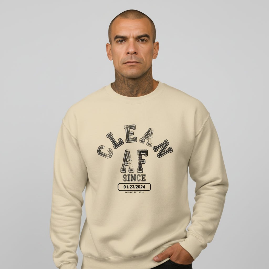 Clean AF Since Sobriety Recovery Hoodie packaging detail (view 28)