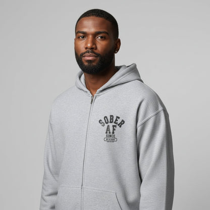 Sober AF Since Zip Recovery Hoodie product photo (view 20)