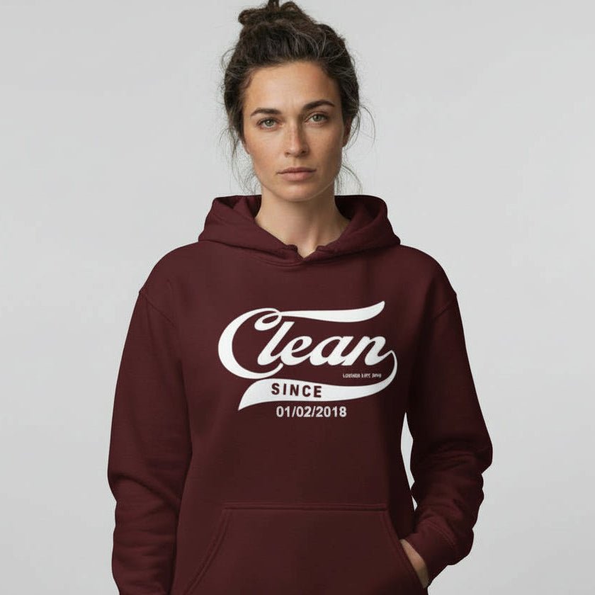 Clean Since Hoodie with Date Recovery Hoodie fit detail (view 19)