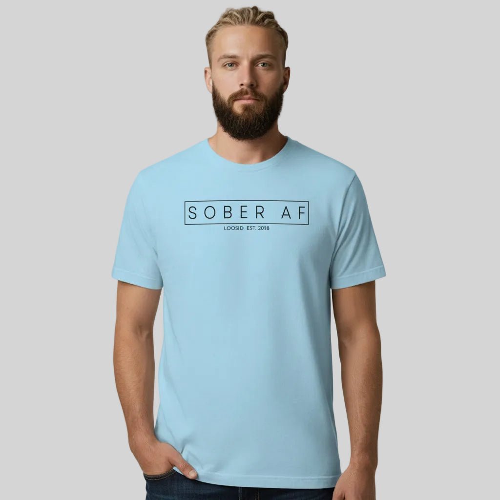 Sober AF Men's Tee for Strength and Recovery Sober T Shirt side view (view 16)