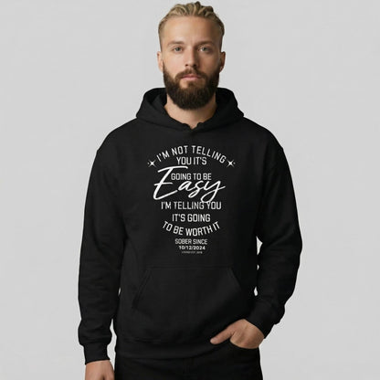 I'm Not Telling Custom Sobriety Date Recovery Hoodie side view (view 6)