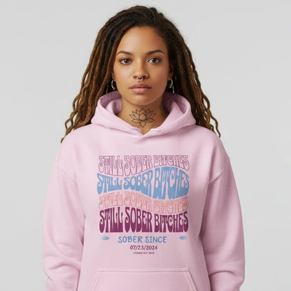 Still Sober B Custom Sobriety Date Recovery Hoodie fit detail (view 19)