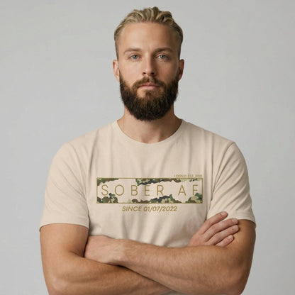 Sober AF Camo Sober T Shirt graphic detail (view 24)