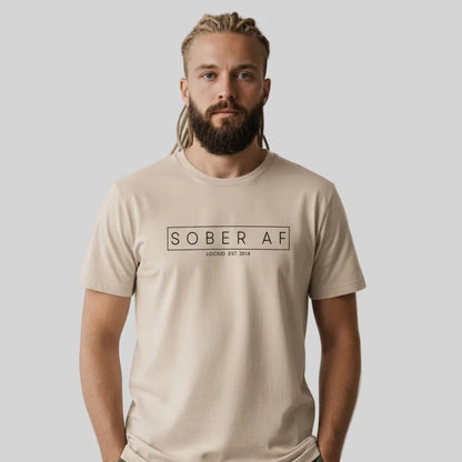 Sober AF Men's Tee for Strength and Recovery Sober T Shirt fit detail (view 19)