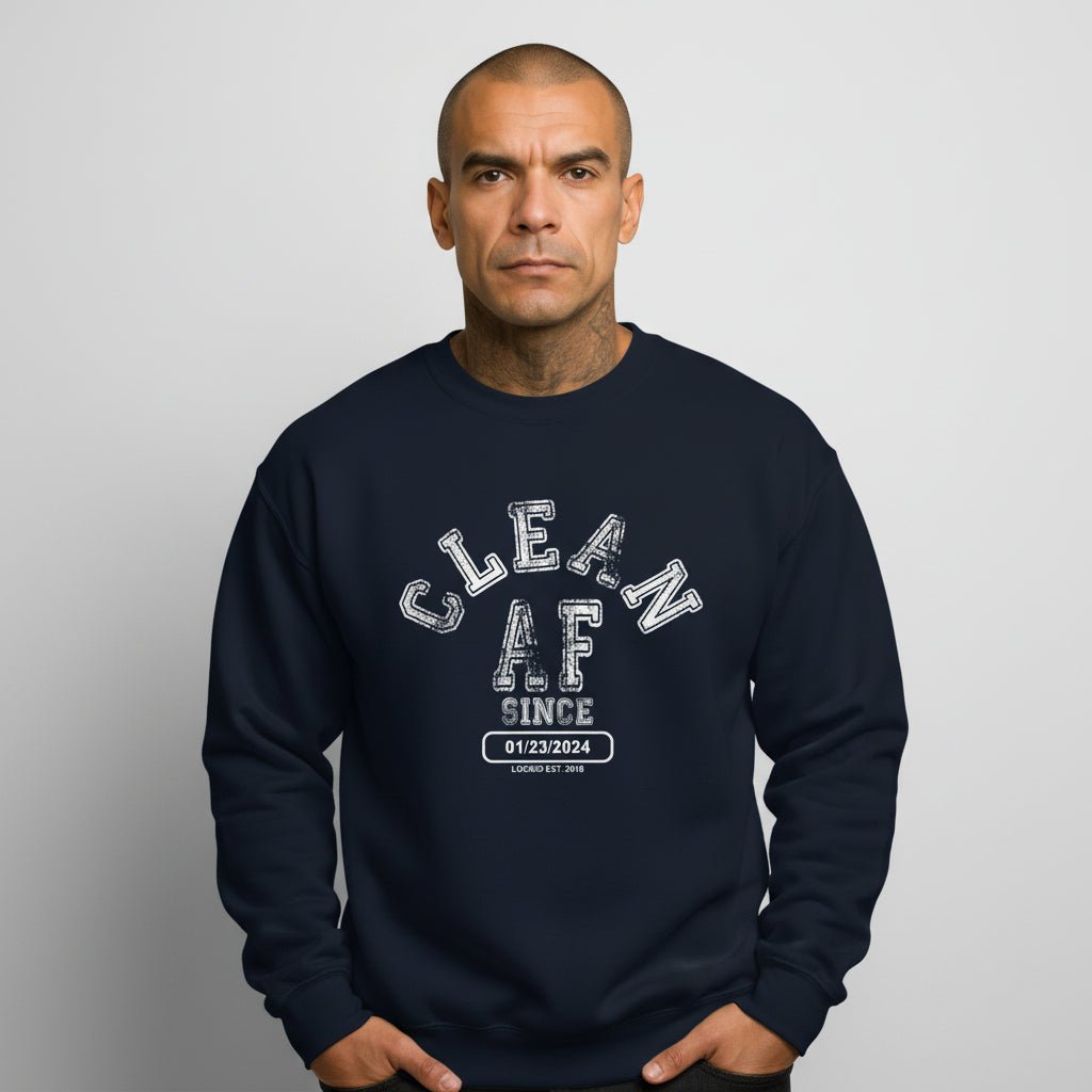 Clean AF Since Sobriety Recovery Hoodie fit detail (view 9)
