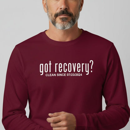 Got Recovery Long Sleeve Sober T Shirt flat lay styled image (view 13)