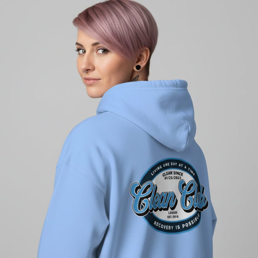 Clean Club Badge Left Chest Print Unisex Zip Recovery Hoodie product photo (view 30)
