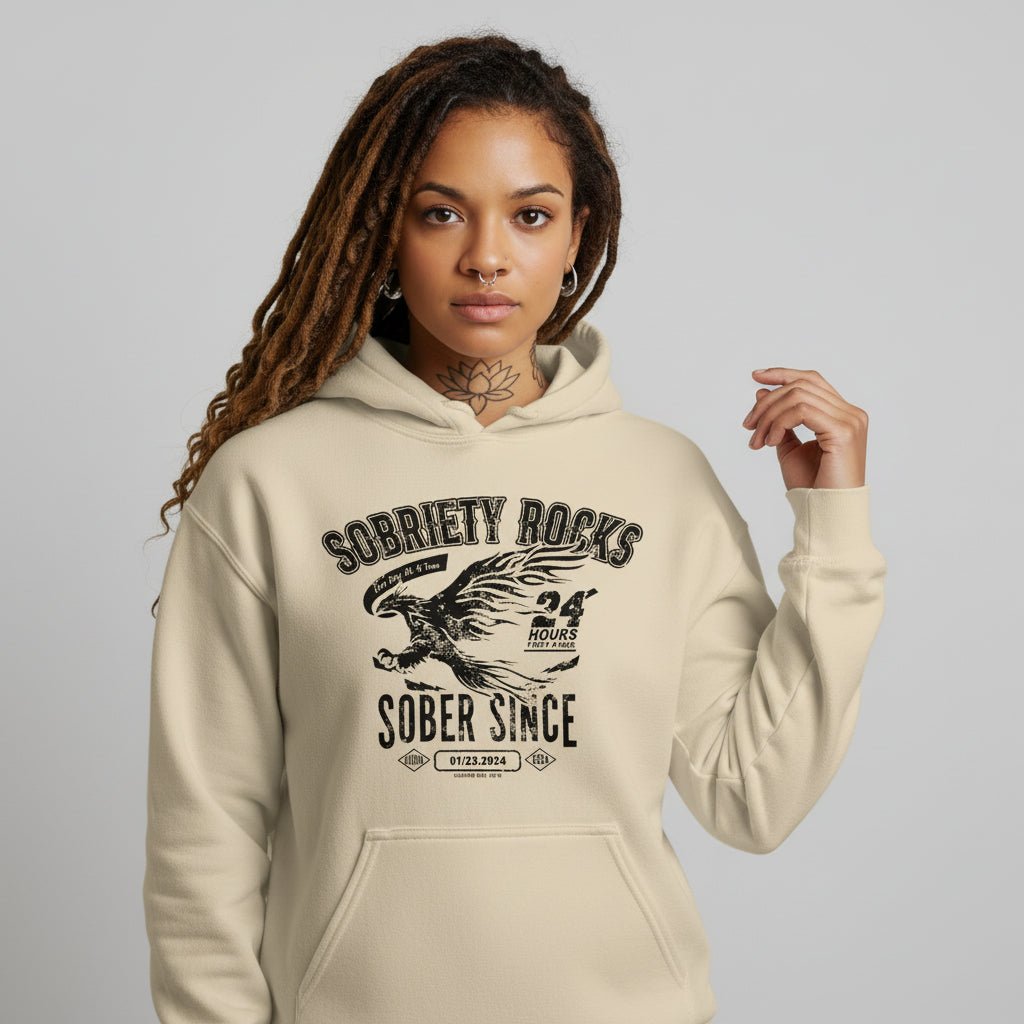 Sober Since Recovery Hoodie fit detail (view 39)