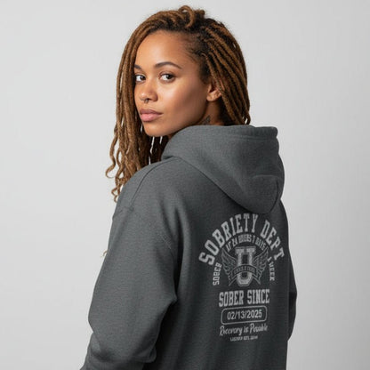 Sobriety Dept Zip Recovery Hoodie lifestyle view (view 25)