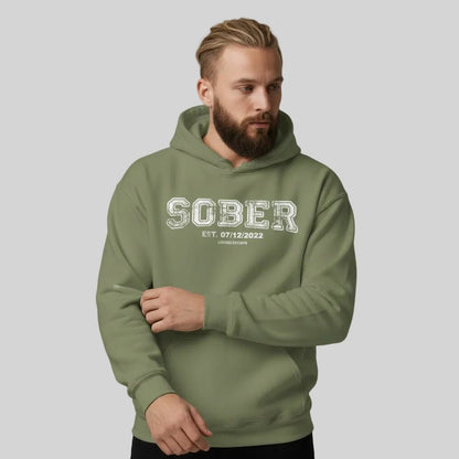 Sober Collegiate Hoodie W Personalize Sobriety Date Recovery Hoodie side view (view 16)