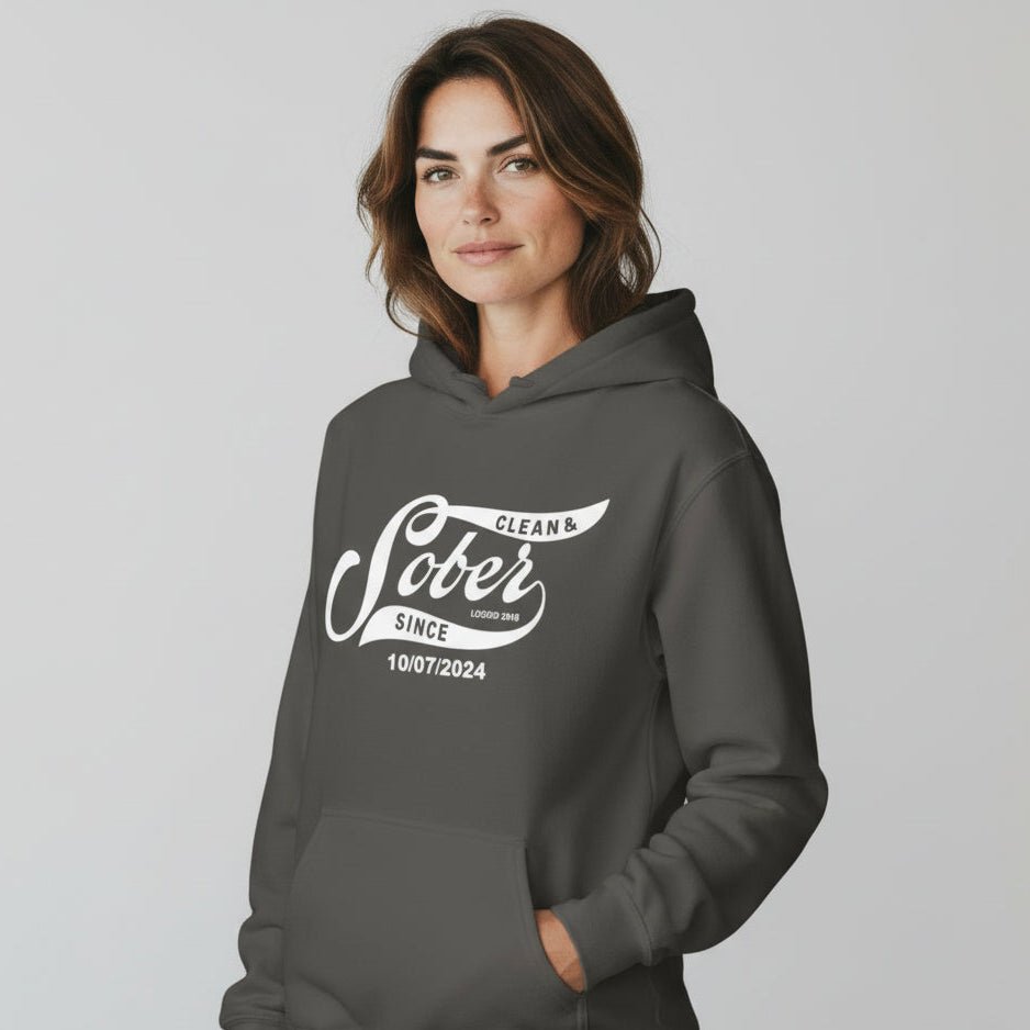 Sober Since Recovery Hoodie fit detail (view 29)