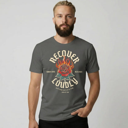 Recover Loudly Sober T Shirt back view (view 17)