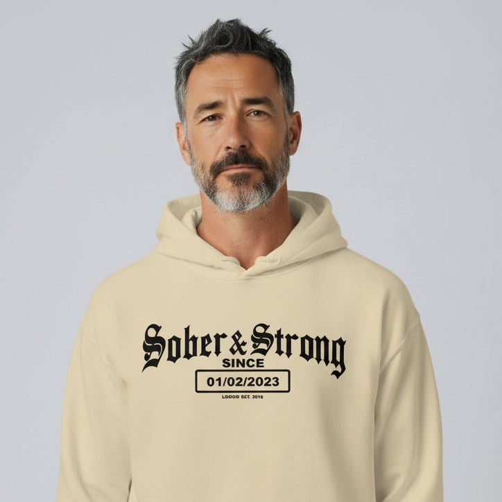 Old School Sober Recovery Hoodie side view (view 36)