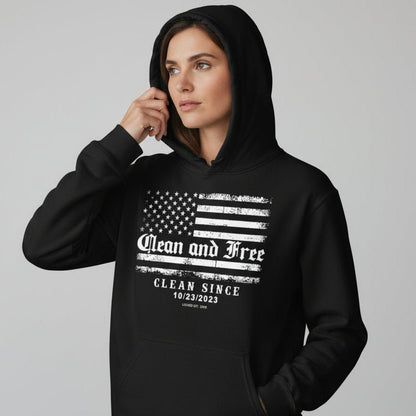 Clean and Free Custom Recovery Date Recovery Hoodie lifestyle view (view 5)