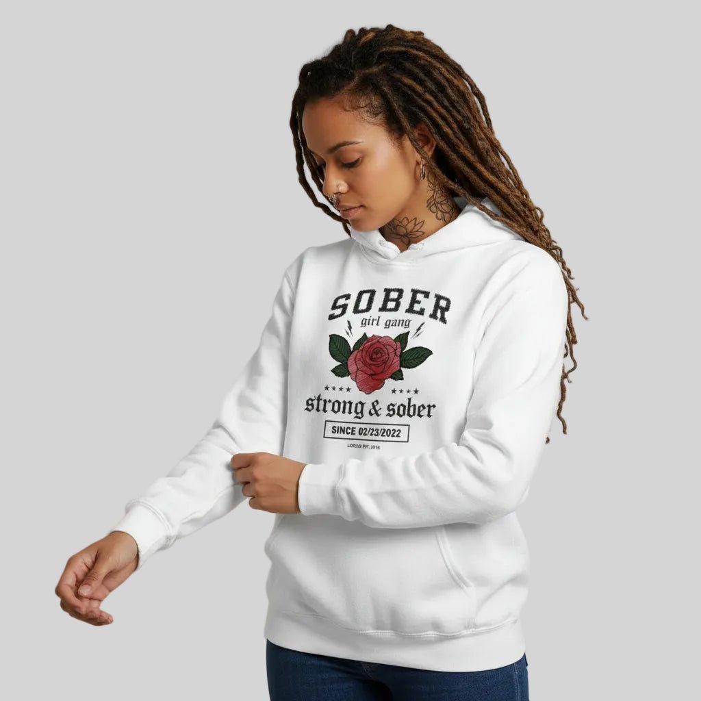 Sober Girl Gang Strong & Sober Crest Recovery Hoodie graphic detail (view 34)