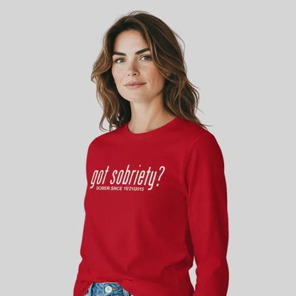 Long Sleeve Sober Sober T Shirt flat lay styled image (view 13)