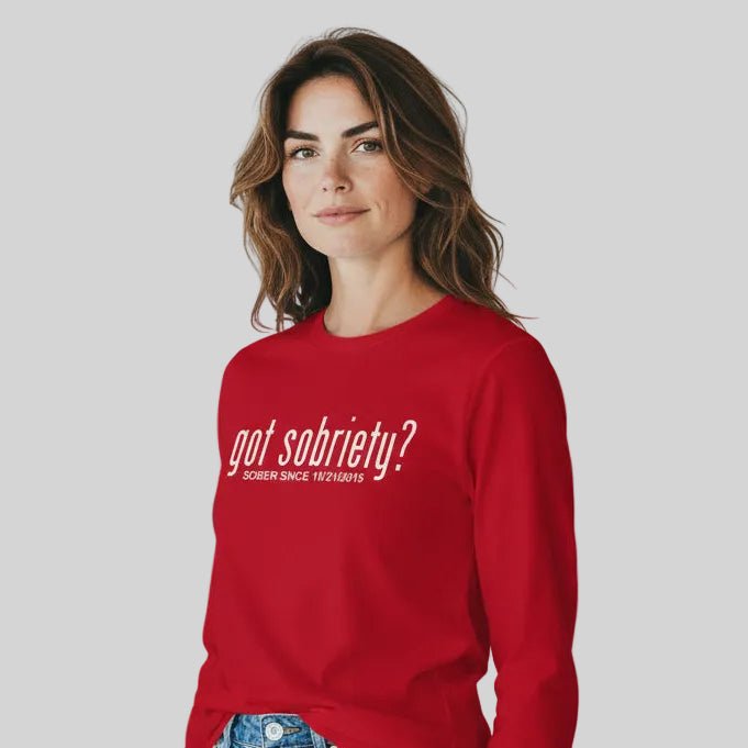 Long Sleeve Sober Sober T Shirt flat lay styled image (view 13)