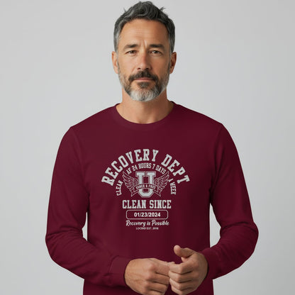 Recovery Dept Clean AF 24 7 Long Sleeve Sober T Shirt graphic detail (view 14)