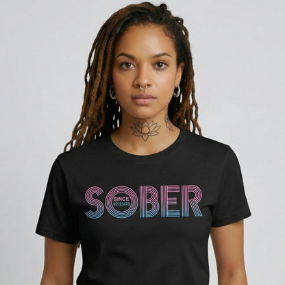 Retro Sober Since Sober T Shirt side view (view 6)