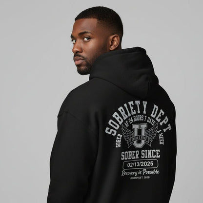 Sobriety Dept Recovery Hoodie back view (view 7)