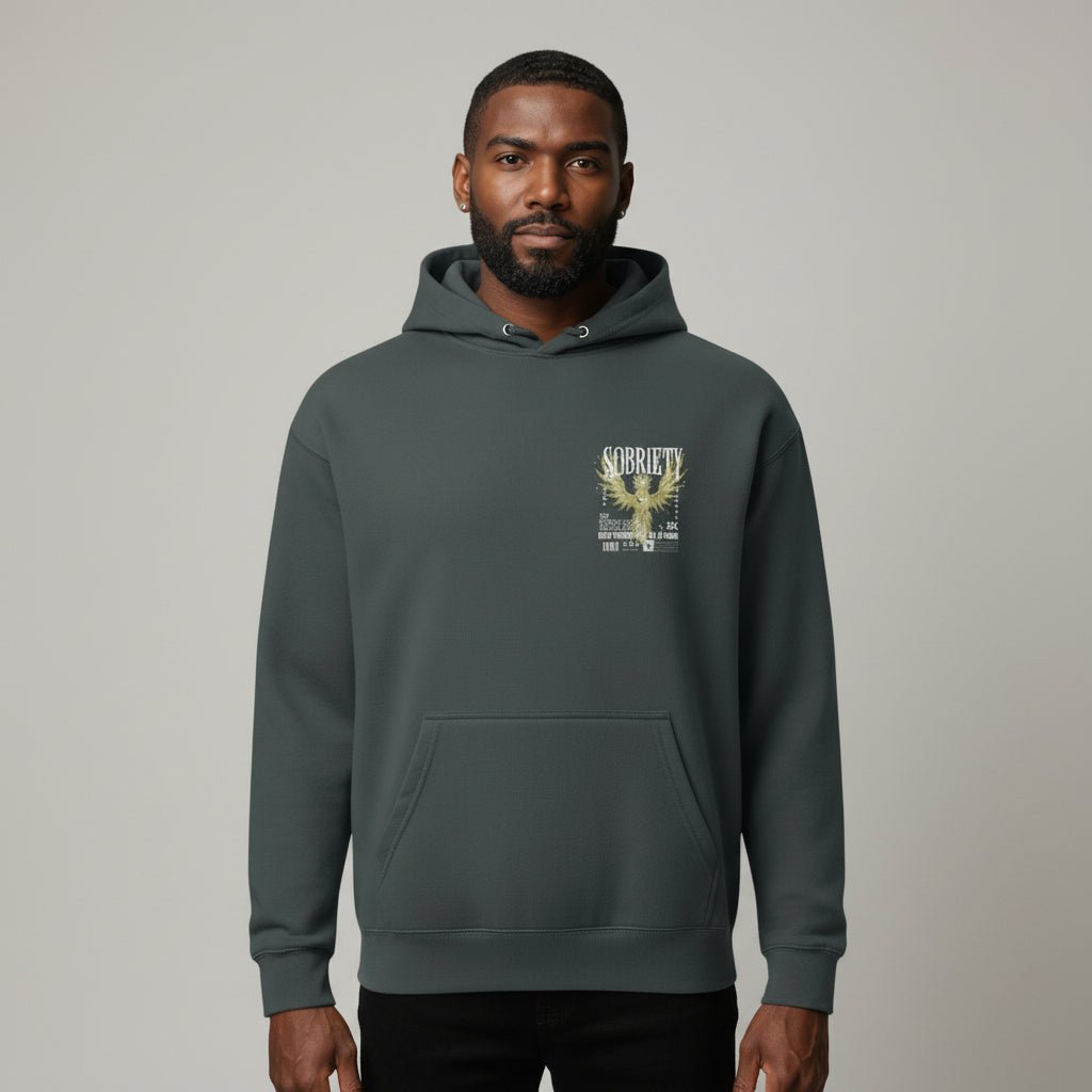 Navy Phoenix Reborn Recovery Print Hoodie Limited Edition Recovery Hoodie back view (view 7)