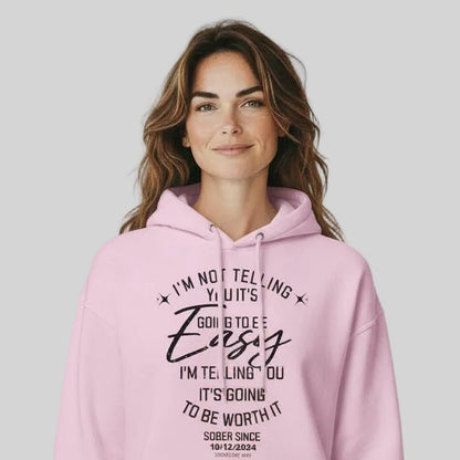I'm Not Telling Custom Sobriety Date Recovery Hoodie back view (view 37)