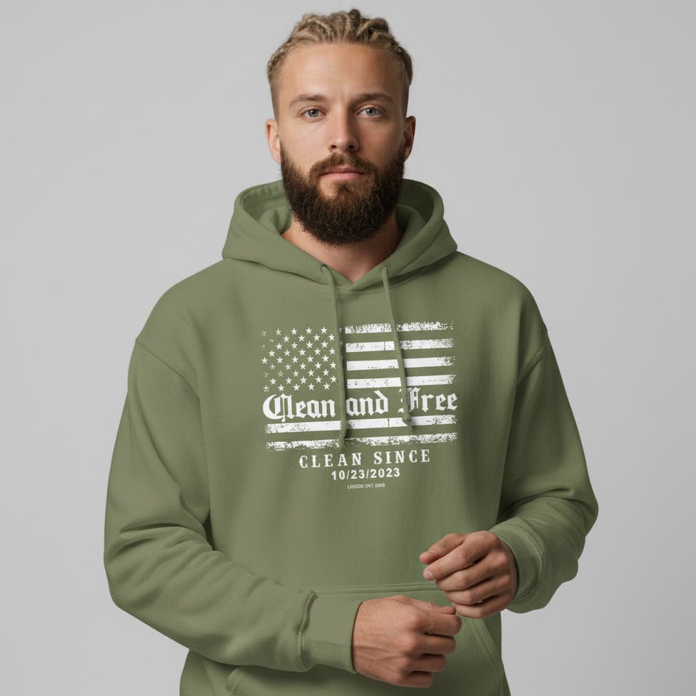 Clean and Free Custom Recovery Date Recovery Hoodie side view (view 16)