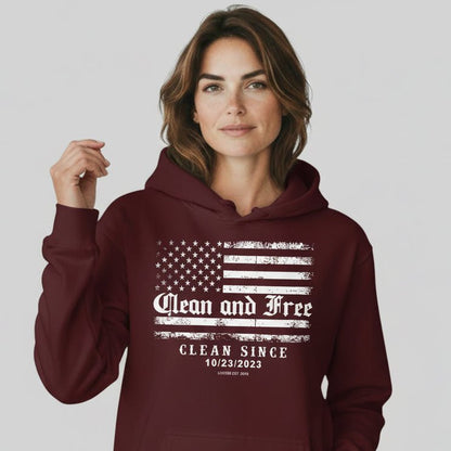 Clean and Free Custom Recovery Date Recovery Hoodie product photo (view 10)