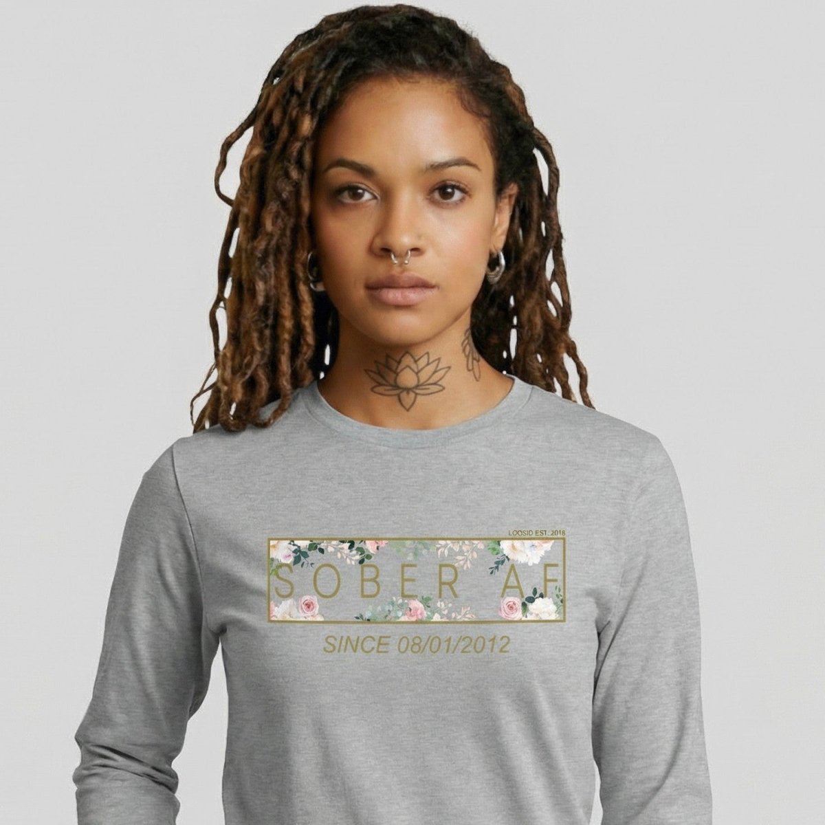 Sober AF Flower Long Sleeve Sober T Shirt fit detail (view 29)