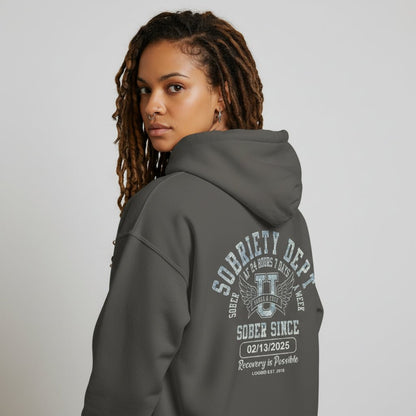 Sobriety Dept Sober AF Recovery Hoodie close-up view (view 22)