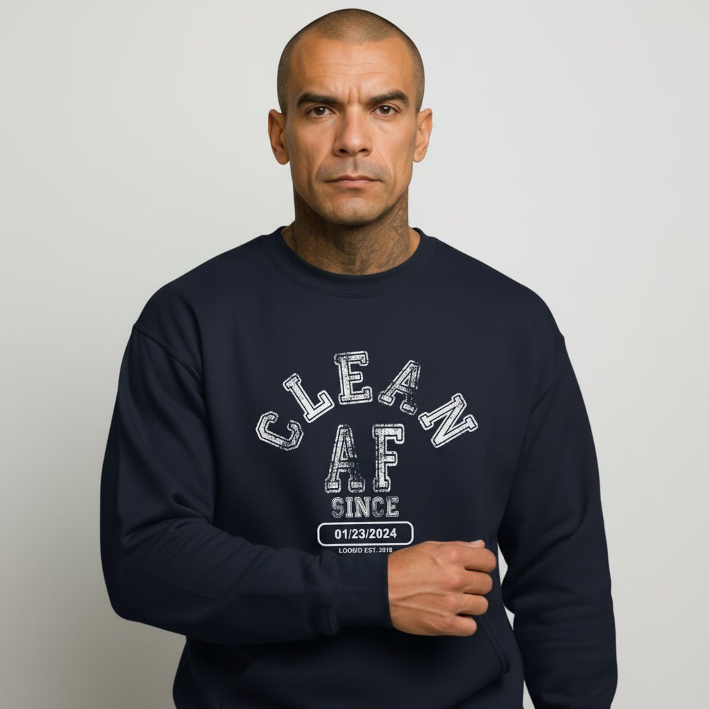 Clean AF Since Sobriety Recovery Hoodie packaging detail (view 8)