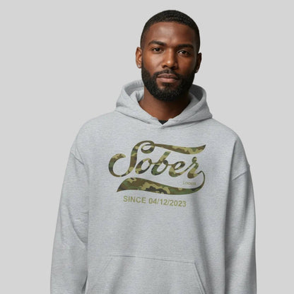 Sober Since Camo Recovery Hoodie fit detail (view 19)